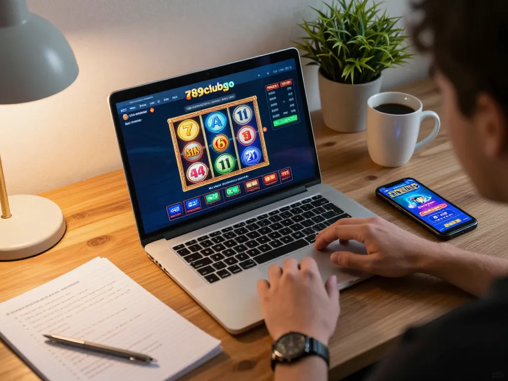 Engaging online gambling experience at 789clubgo with vibrant game interface and strategy notes visible