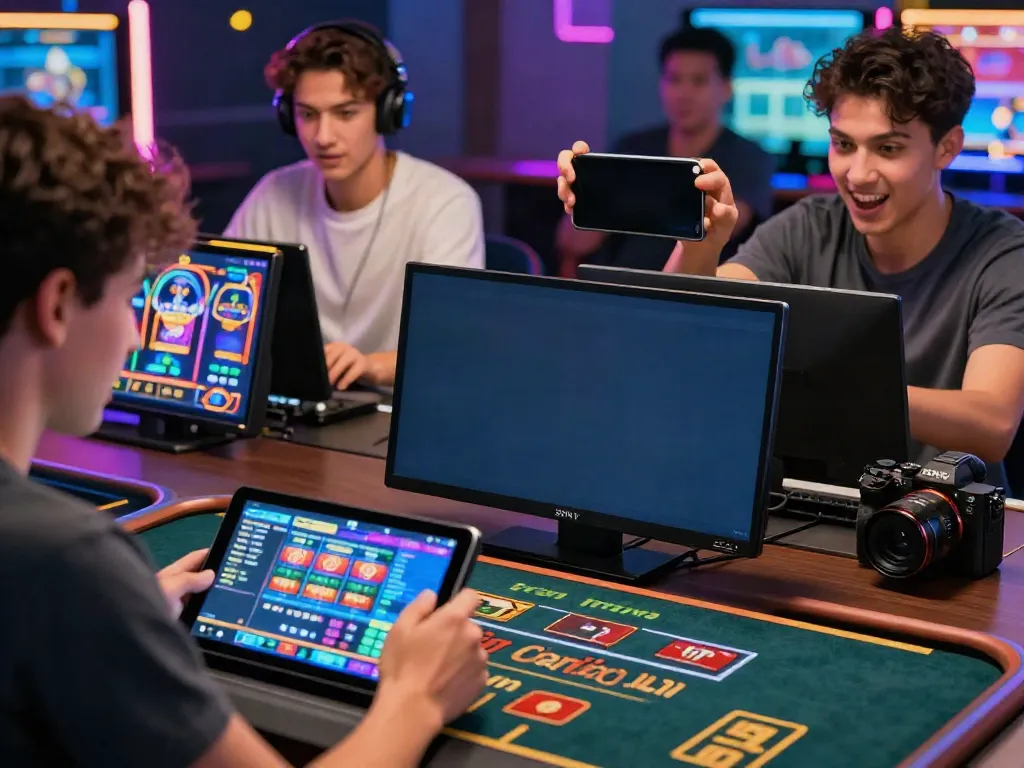 Exciting SV88 online gaming scene with diverse players engaging in casino games and slot machines.