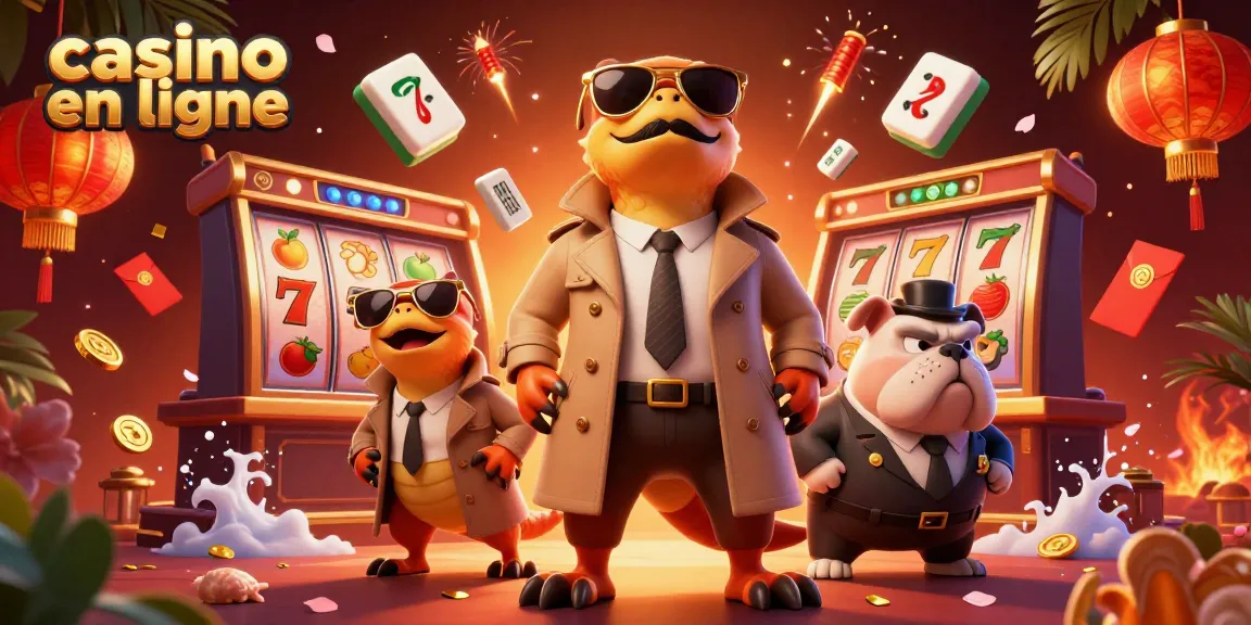 Jouez à des machines à sous dans un casino en ligne à l'aide de raptors en trench coat.
