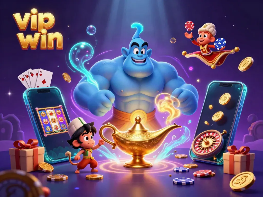 Experience the thrill of vip win with a dynamic 3D genie and magical gaming elements.