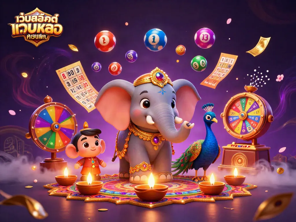 เล่นเว็บสล็อตเว็บตรง ค่ายใหญ่พร้อมกับช้างยักษ์และนกยูงในภาพ 3D รายละเอียดสูง