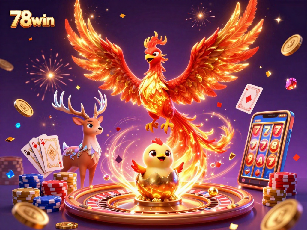 Experience thrilling wins at 78win with a stunning phoenix scene featuring exciting gambling action.