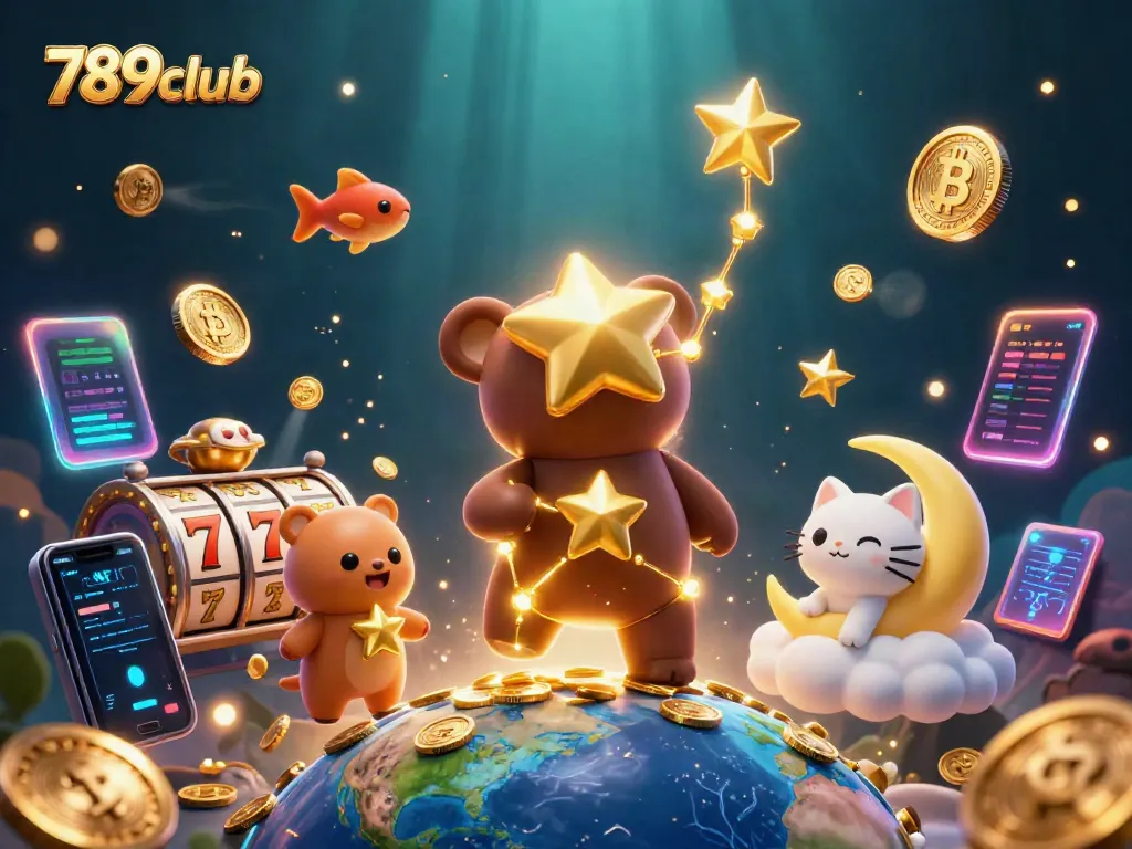 Visually engage with 789club's exciting gaming experience featuring a vibrant casino scene filled with dynamic characters and game elements.