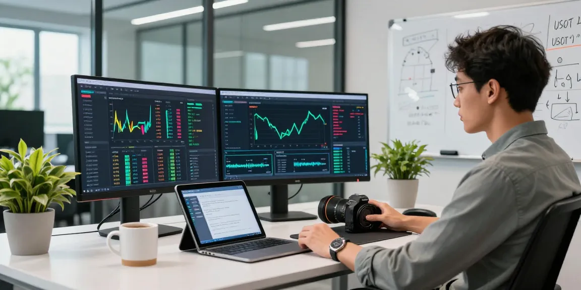 USDT0 liquidity analysis scene in a modern blockchain workspace with developer reviewing cross-chain finance.