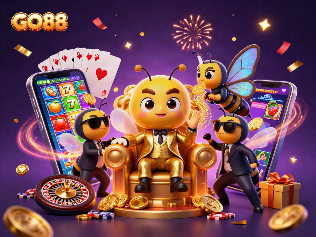 Experience GO88 like never before with the bumblebee mob boss overseeing thrilling slot games and treasures.