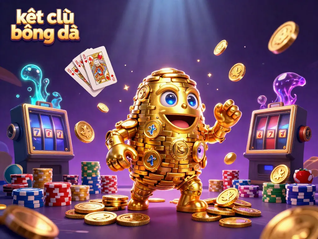 Experience thrilling kết quả bóng đá with dynamic golden golem, sparkling gems, and vibrant gambling elements.