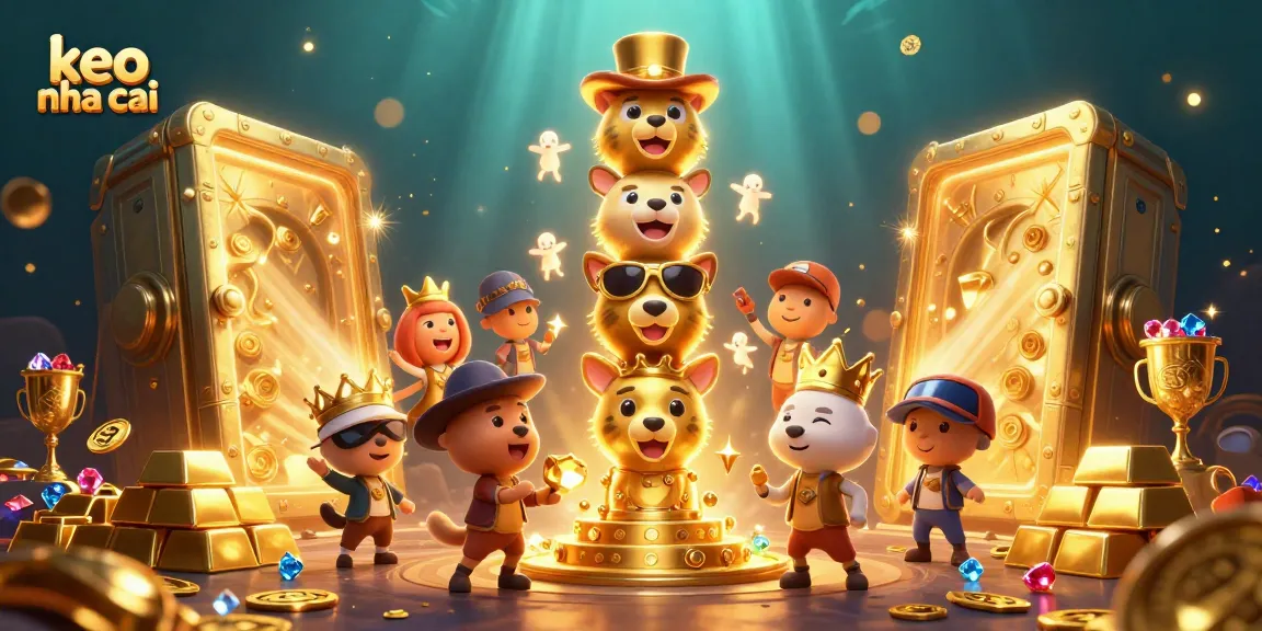 Win big with keo nha cai in this vibrant 3D casino-themed illustration featuring a golden totem pole.