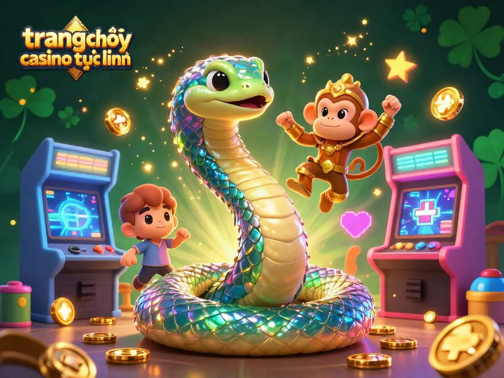 Chơi trang chơi casino trực tuyến với màn hình game rực rỡ và các nhân vật hoạt hình thú vị.