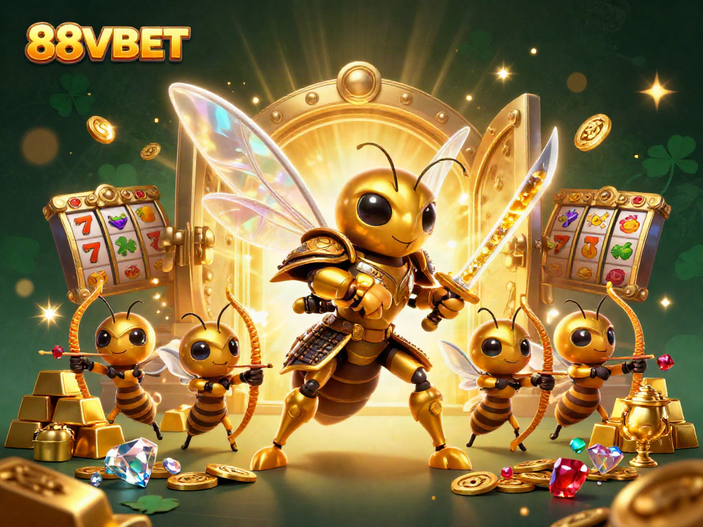 Experience thrilling wins with 88VBET's vibrant 3D casino scene filled with golden treasures and exciting gaming elements.