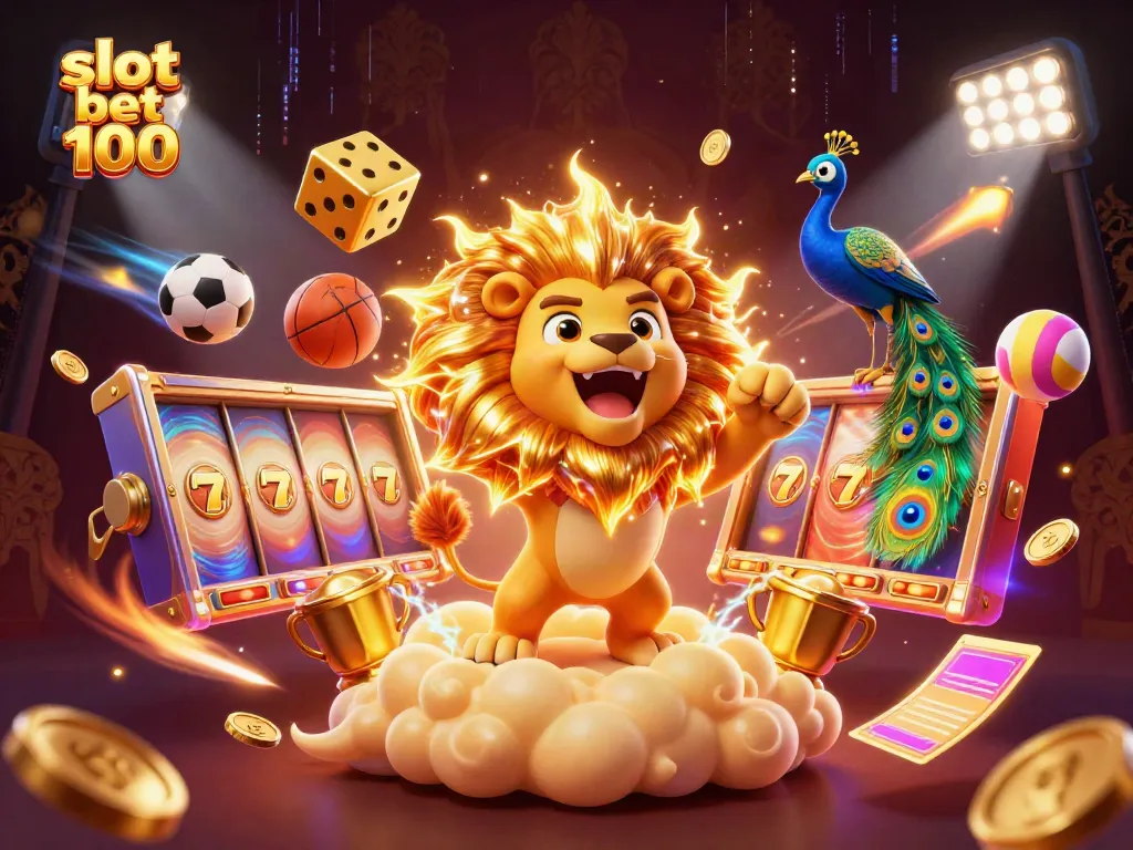 Mengalami keseruan slot bet 100 dengan slot gulir dan simbol keberuntungan bersinar di latar belakang bercahaya.