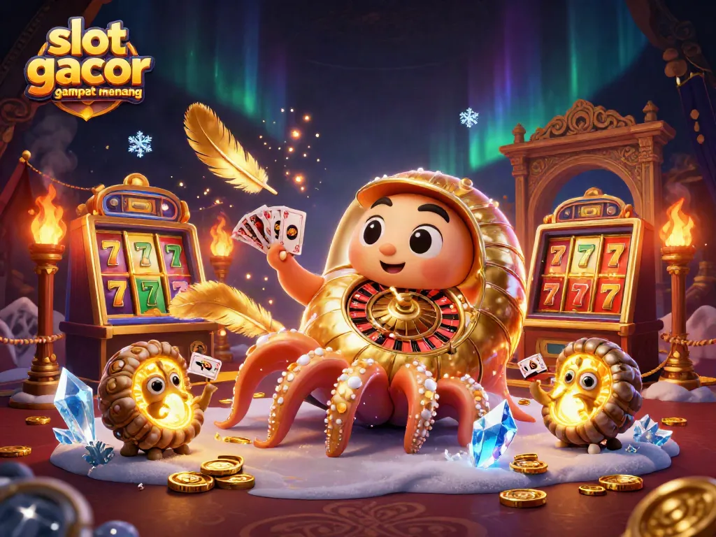 Experience slot gacor gampang menang with an ancient nautilus roulette wheel in this vibrant 3D scene.
