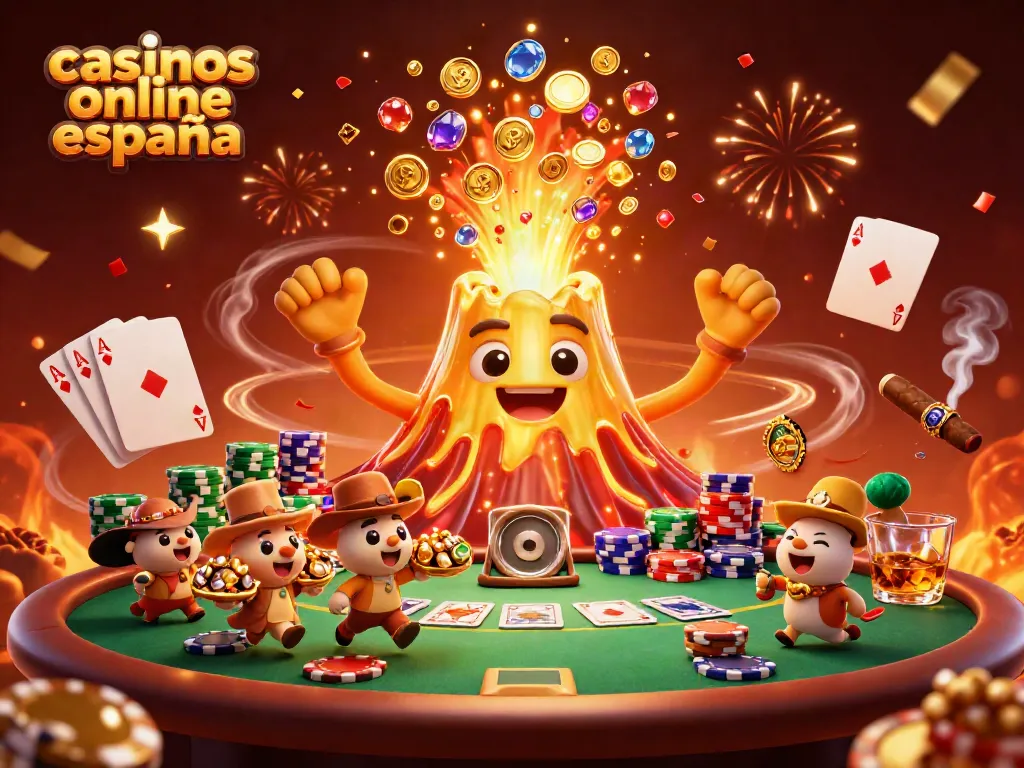 Juega en casinos online España con emoción al ver el volcán dorado erupcionar oro y tesoros.