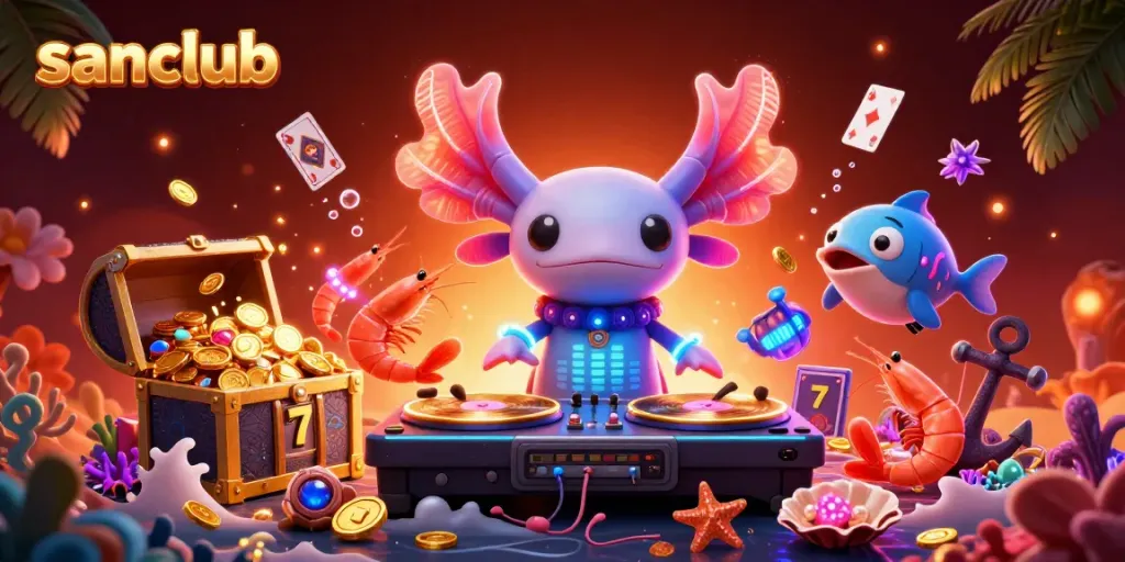 Spin golden reels at sanclub alongside vibrant underwater characters and treasures.