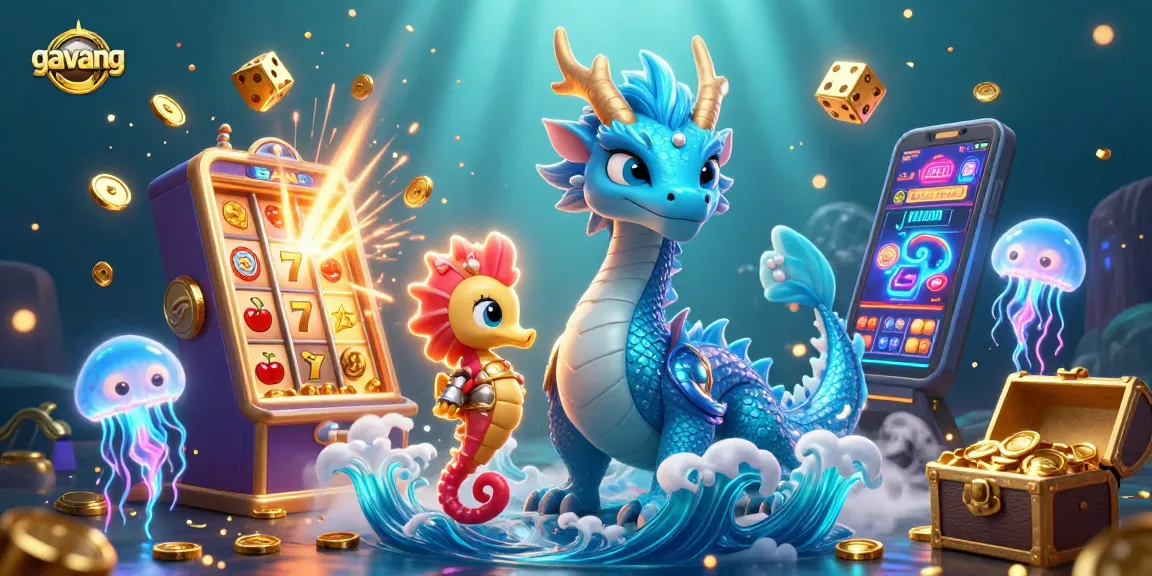 Spin the reels at gavang with a vibrant underwater casino adventure featuring a dragon and slot machine.