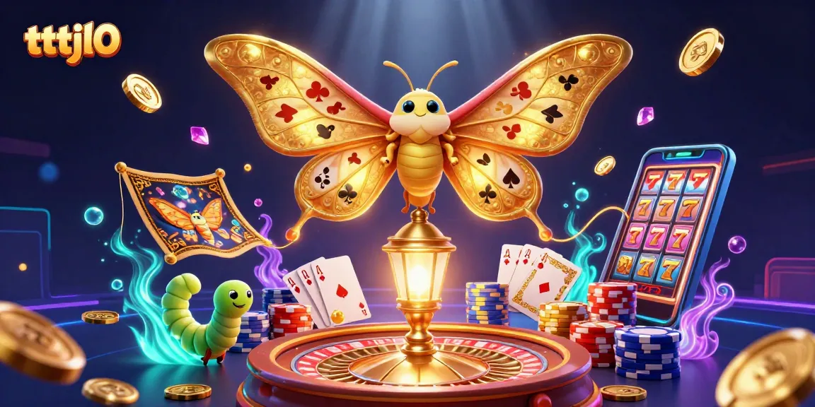 Experience the excitement of tttjl0 with gold coins, roulette, and slot machines vividly illustrated.