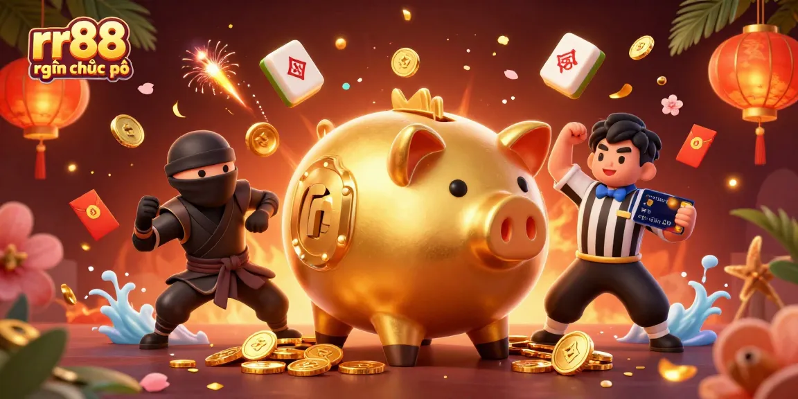 Experience excitement at rr88 hiện đang mở with animated characters celebrating big wins in a festive casino scene.