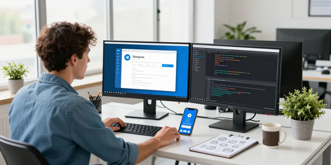 Experience Telegram下载 in a collaborative tech workspace with software development highlights.