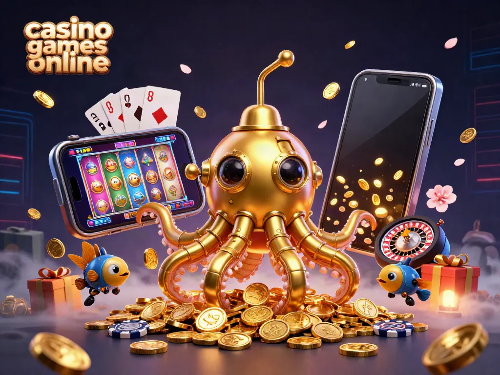 Engage in thrilling action with casino games online featuring a golden kraken and slot games.