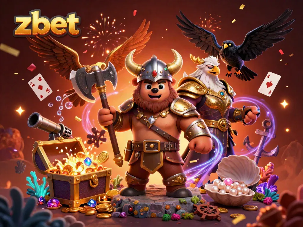 Engage in exciting gameplay with zbet's bold Viking and Valkyrie battle scene amidst gold treasures.